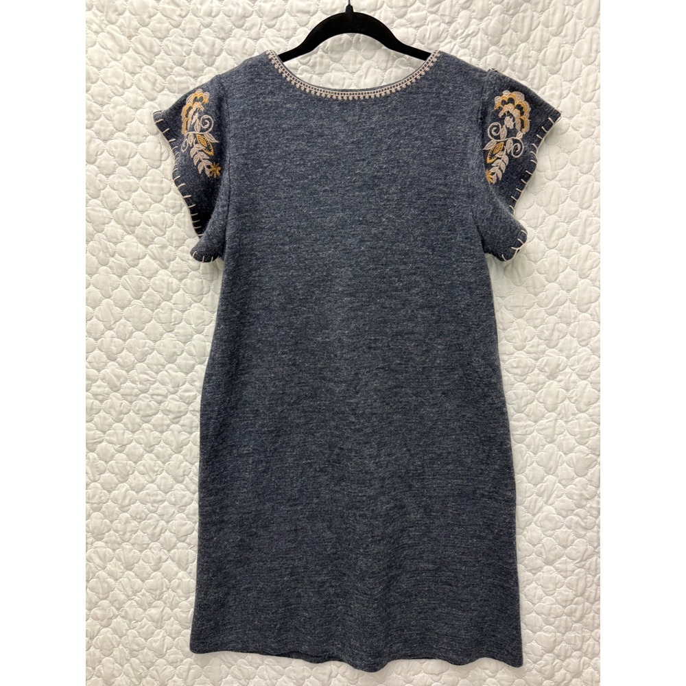 THML Embroidered Gray Slit Sleeve Dress Size Medium - Boho Designer Dress - Picture 2 of 8